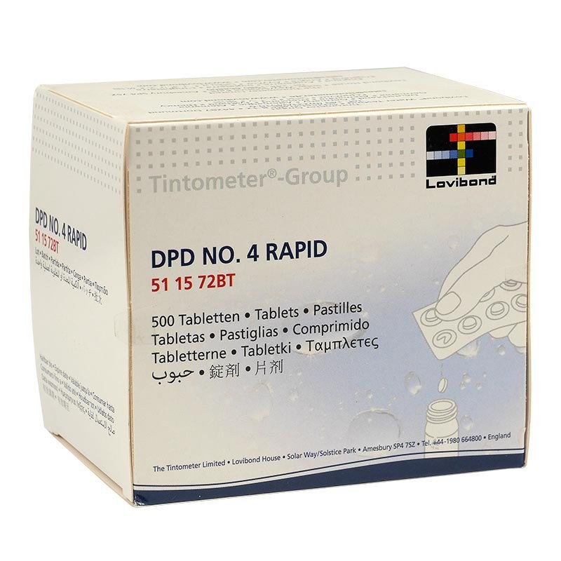 Тестерные таблетки DPD4 для измерения уровня активного кислорода в воде бассейна Lovibond RAPID  (10 таблеток)