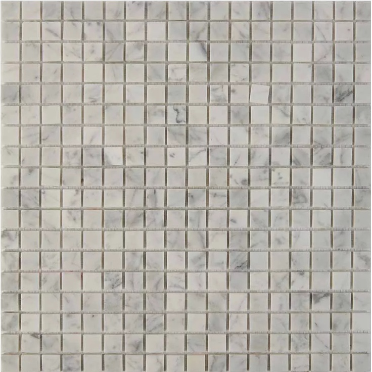 Мозаика 241 Bianco carrara, чип 15x15 мм, сетка 305х305x4 мм, Полированная