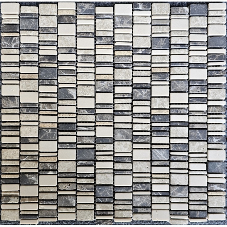 Мозаика 319 Cream Nova,Dark Emperador,Light Emperador, чип произвольный, сетка 310х307х6 мм, Матовая