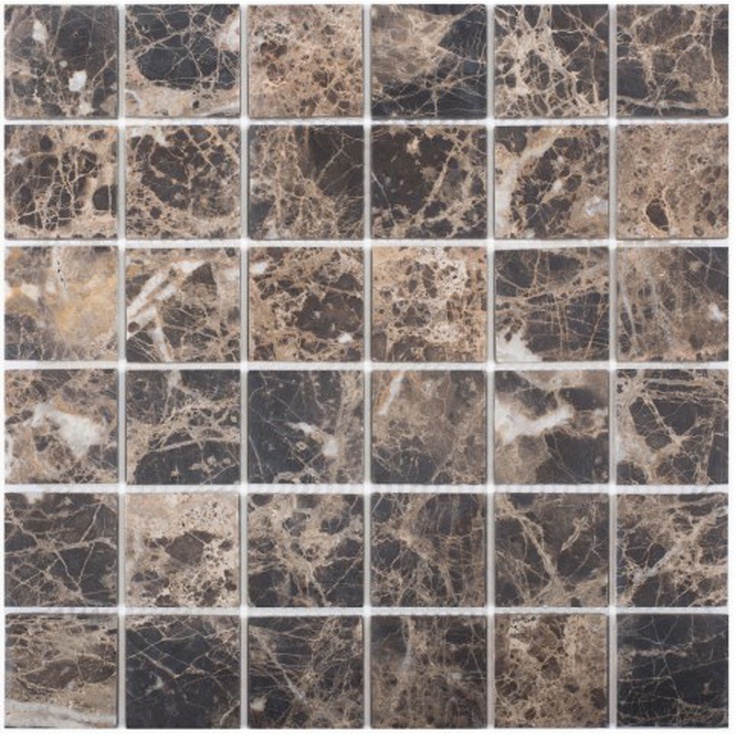 Мозаика 303 Dark Emperador, чип 48x48 мм, сетка 305х305x6 мм, Матовая