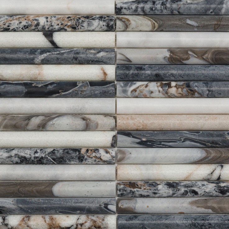 Мозаика 340 Bvlgari, Convex, чип 20х151 мм, сетка 300х305х12 мм, Матовая