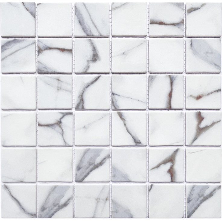 Мозаика 758 из стекла, чип 48x48 мм, сетка 300х300x4 мм