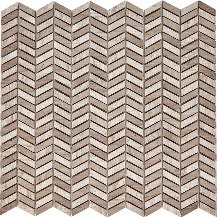 Мозаика 288 Shevron White Wooden, Athens Grey, чип 27x10 мм, сетка 298х307x8 мм, Полированная