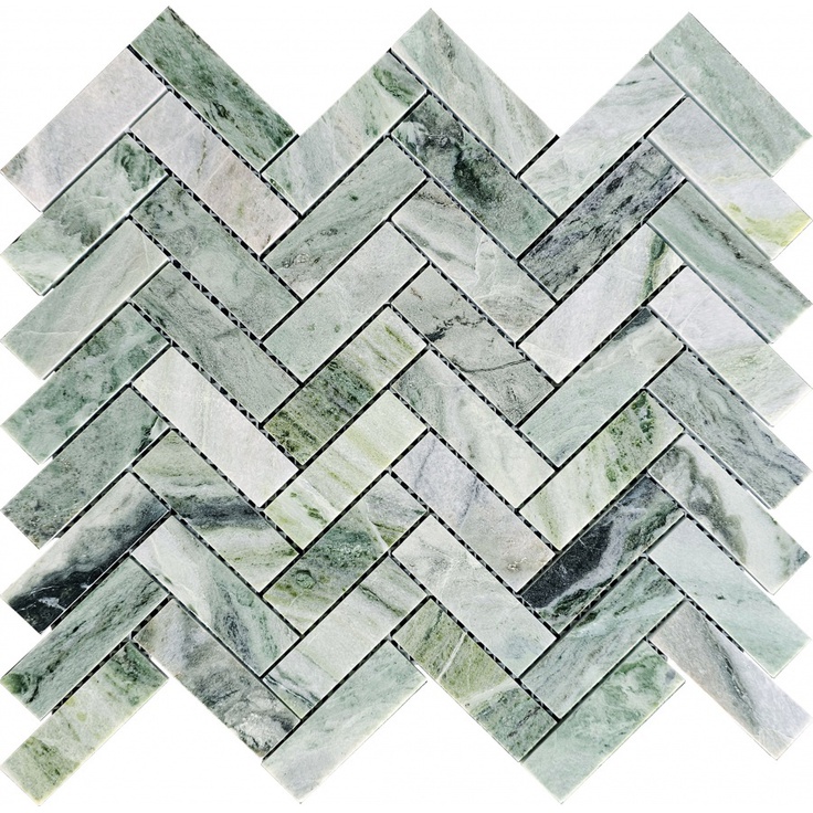 Мозаика 320 Jet Green, чип 23х73, сетка 317х282х6 мм, Полированная