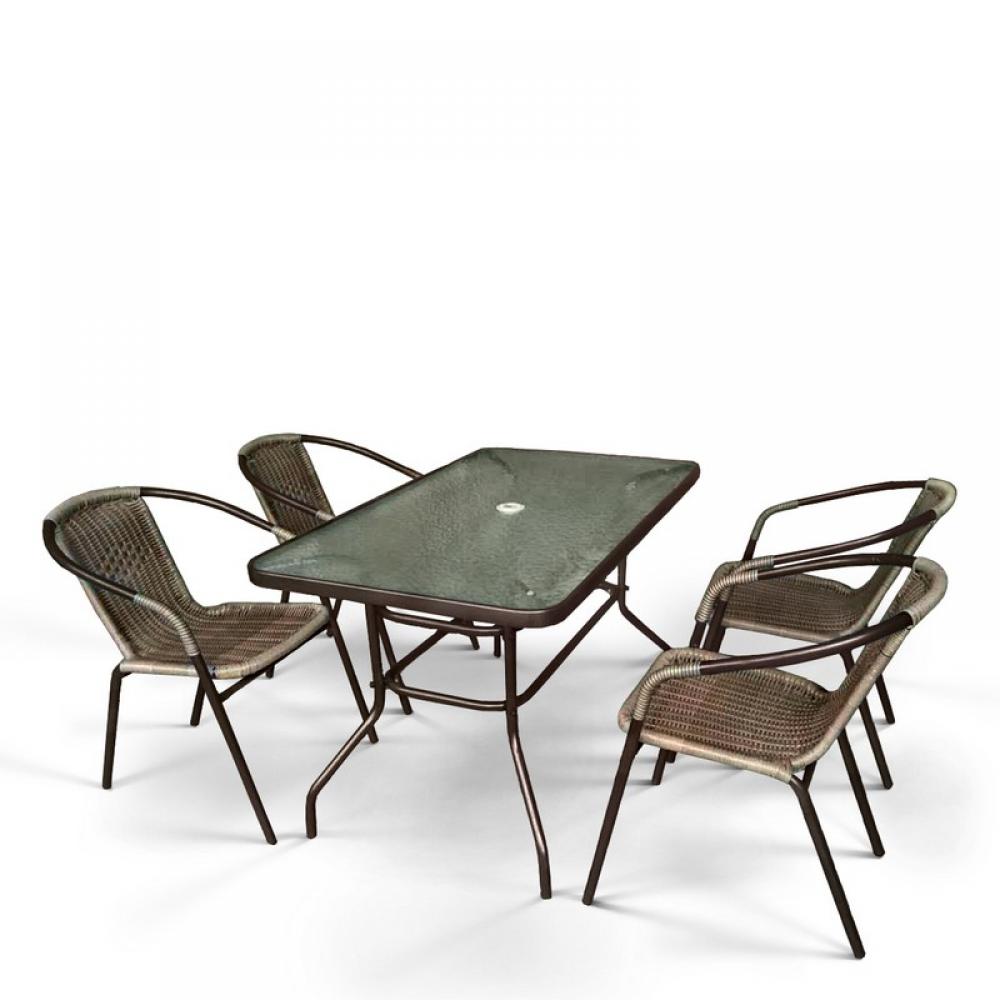 Комплект мебели для летнего кафе Николь-3B CDC01/CDT016-120х70 Brown (4+1
