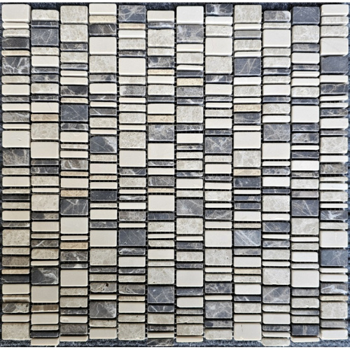 Мозаика 319 Cream Nova,Dark Emperador,Light Emperador, чип произвольный, сетка 310х307х6 мм, Матовая в интернет-магазине MasterSPA