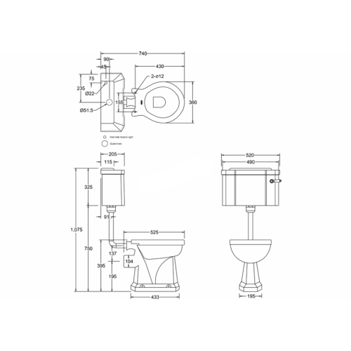 Унитаз Burlington P5D+T33CHR+C1D в интернет-магазине MasterSPA