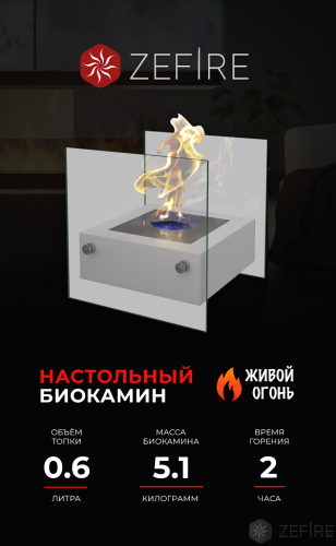 Биокамин ZeFire Rubicon белый – Купить в Калининграде - Интернет-магазин Мастер Спа
