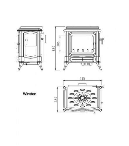 Каминная печь Hark Winston, чугун, 10кВт – Купить в Калининграде - Интернет-магазин Мастер Спа