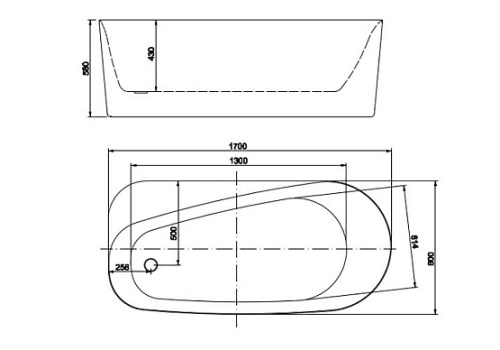 Ванна отдельностоящая Aquatek AQ-1115780 ПРИМА, 170х80х58 см в интернет-магазине MasterSPA