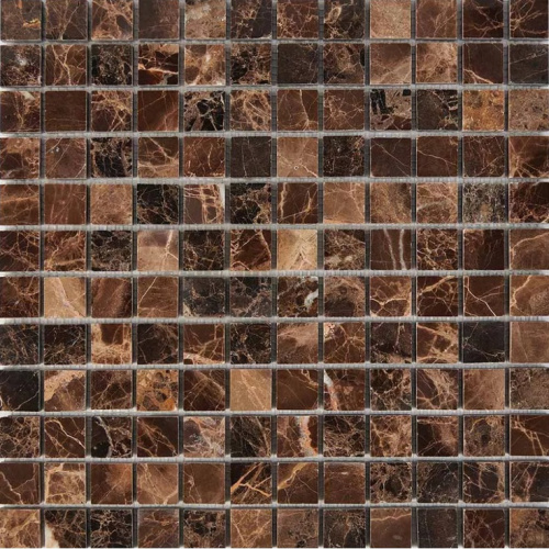 Мозаика 217 Dark Emperador, чип 23x23 мм, сетка 305х305x6 мм, Полированная в интернет-магазине MasterSPA