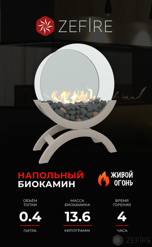 Биокамин ZeFire Iris Mini светлый – Купить в Калининграде - Интернет-магазин Мастер Спа