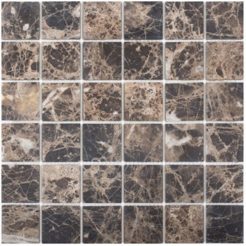 Мозаика 303 Dark Emperador, чип 48x48 мм, сетка 305х305x6 мм, Матовая в интернет-магазине MasterSPA
