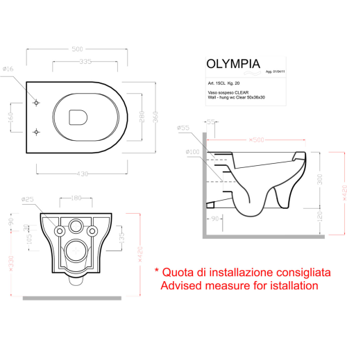 Чаша подвесного унитаза Olympia Clear в интернет-магазине MasterSPA