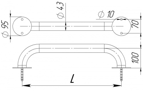 Поручень вдоль борта АкваСектор 1 м, плитка – Купить в Калининграде - Интернет-магазин Мастер Спа