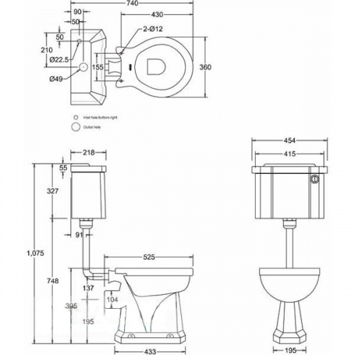 Унитаз Burlington P2P2+T31CHR+C3 в интернет-магазине MasterSPA